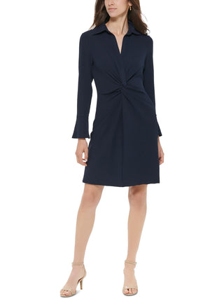 Vestido curto canelado feminino Tommy Hilfiger para usar no trabalho, preto, tamanho 12, pequeno