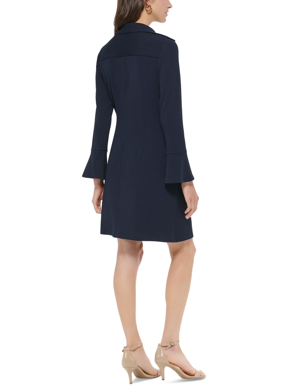 Vestido curto canelado feminino Tommy Hilfiger para usar no trabalho, preto, tamanho 12, pequeno