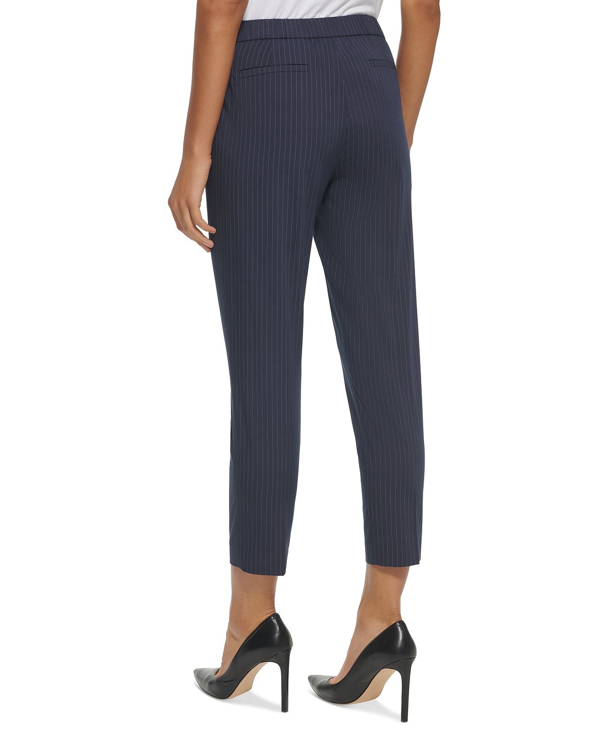 Calça Sloane listrada feminina Tommy Hilfiger, azul, tamanho 14