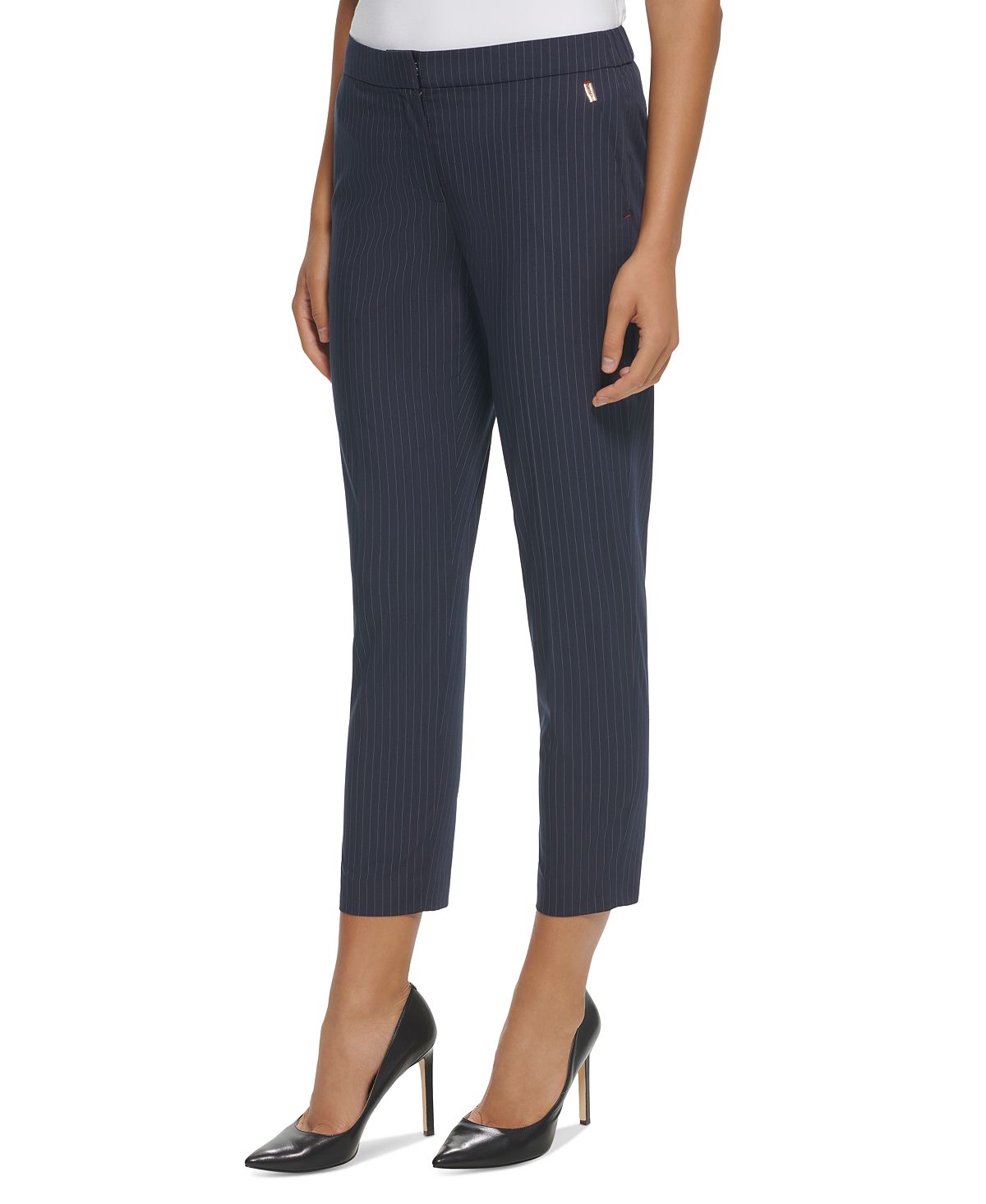 Calça Sloane listrada feminina Tommy Hilfiger, azul, tamanho 14