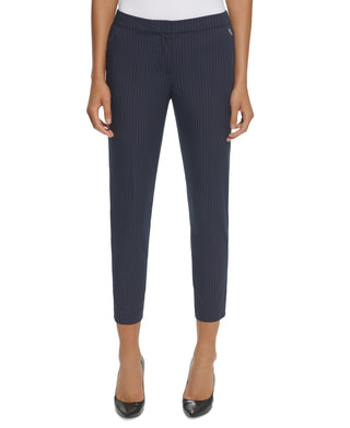 Calça Sloane listrada feminina Tommy Hilfiger, azul, tamanho 12