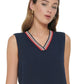 Tommy Hilfiger Blusa Iconic de Crepe Bubble Sem Mangas Feminina Azul Tamanho X-G