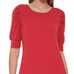 Tommy Hilfiger Blusa Feminina Manga Curta Plissada Ombro a Ombro Vermelho Tamanho Grande
