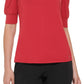 Tommy Hilfiger Top Feminino com Manga Cotovelo e Ombro Plissado Vermelho Tamanho P