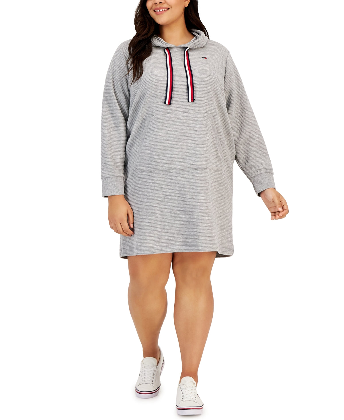 Vestido com capuz otomano feminino Tommy Hilfiger cinza tamanho 3X