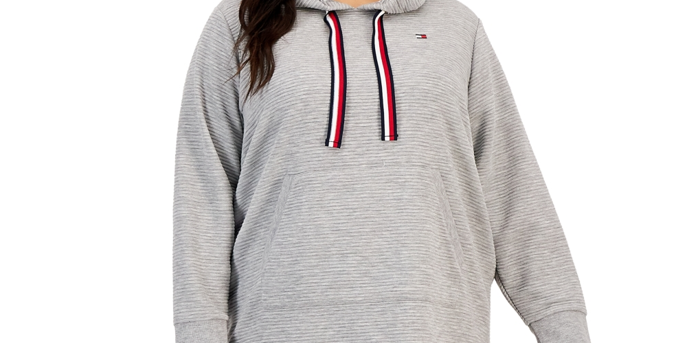 Vestido com capuz otomano feminino Tommy Hilfiger cinza tamanho 3X