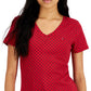 Tommy Hilfiger Foulard de algodão feminino estampado com decote em V, vermelho, tamanho X-S