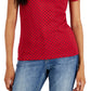 Tommy Hilfiger Foulard de algodão feminino estampado com decote em V, vermelho, tamanho X-S