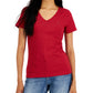 Tommy Hilfiger Foulard de algodão feminino estampado com decote em V, vermelho, tamanho X-S