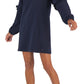 Vestido moletom feminino Tommy Hilfiger com mangas franzidas e tamanho grande, azul