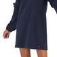 Vestido moletom feminino Tommy Hilfiger com mangas franzidas e tamanho grande, azul