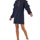 Vestido moletom feminino Tommy Hilfiger com mangas franzidas e bolsos laterais, tamanho P