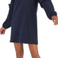 Vestido moletom feminino Tommy Hilfiger com mangas franzidas e bolsos laterais, tamanho P