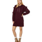 Vestido moletom feminino Tommy Hilfiger com mangas franzidas e estampa de leopardo, tamanho médio