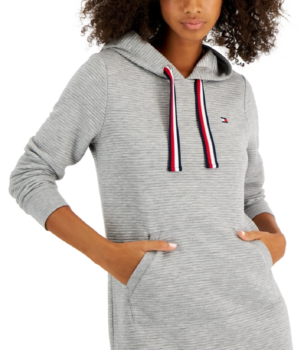 Vestido moletom com capuz e manga comprida Tommy Hilfiger feminino cinza tamanho GG