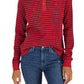 Tommy Hilfiger Top Henley Listrado Manga Longa Feminino Vermelho