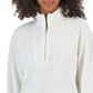 Tommy Hilfiger Moletom feminino curto com zíper 1/2, branco, tamanho médio