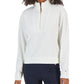Tommy Hilfiger Moletom feminino curto com zíper 1/2, branco, tamanho médio