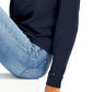 Tommy Hilfiger Moletom feminino curto com zíper 1/2, azul, tamanho médio