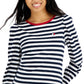 Tommy Hilfiger Blusa Listrada Feminina Azul Tamanho Grande