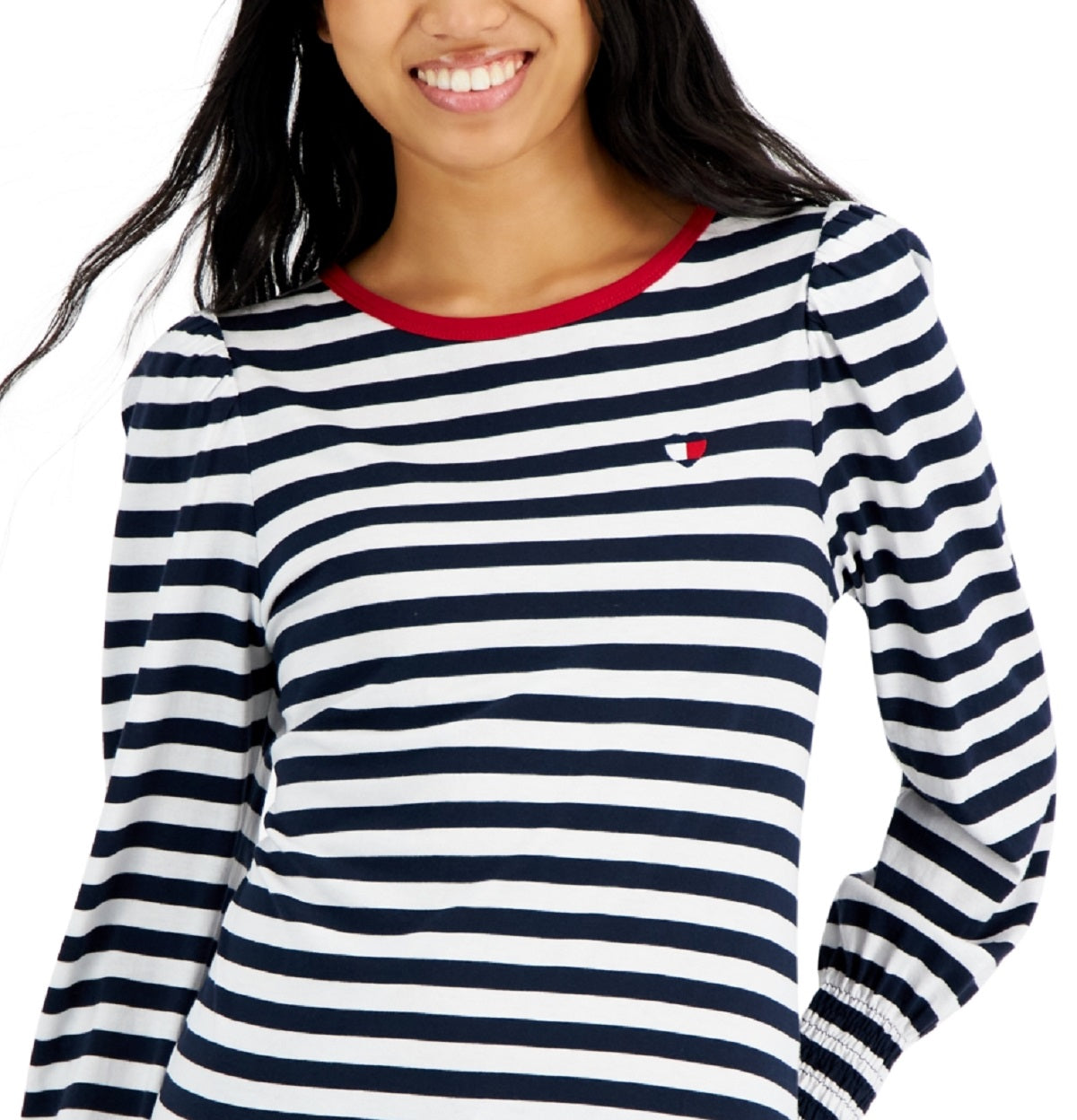 Tommy Hilfiger Blusa Listrada Feminina Azul Tamanho Grande