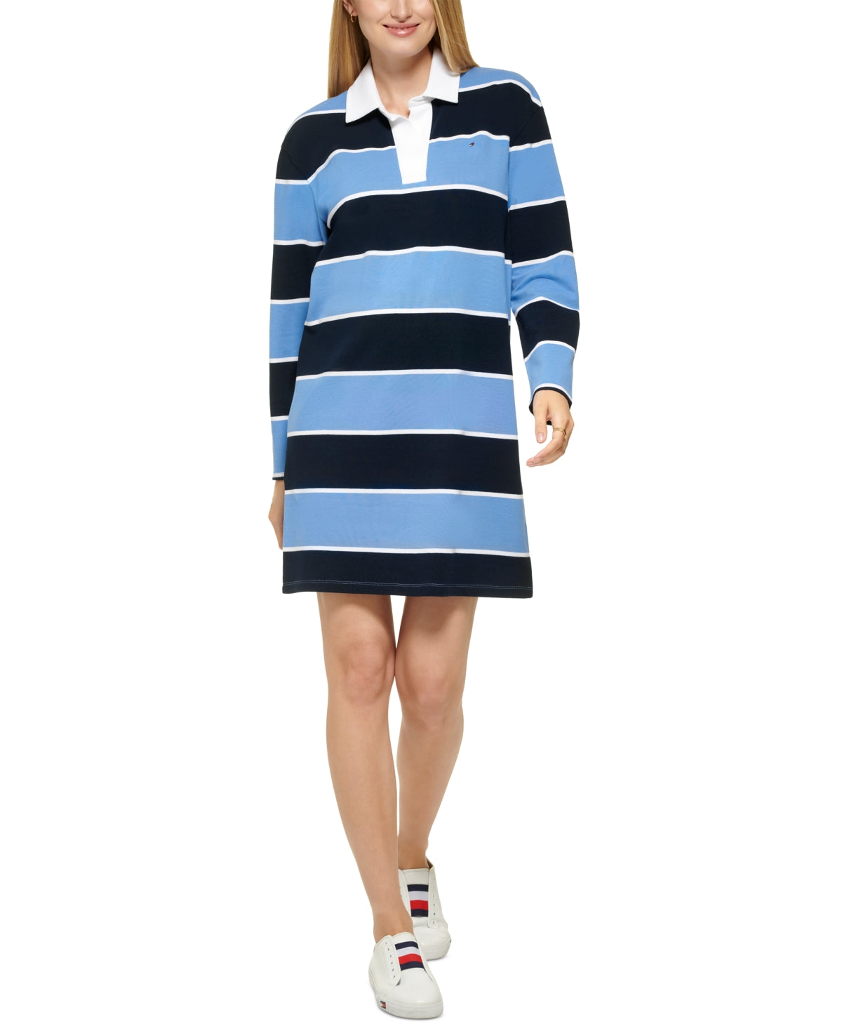 Vestido Tommy Hilfiger Feminino com Gola Rugby Azul Tamanho Grande