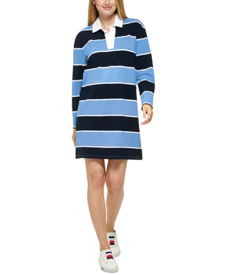 Tommy Hilfiger Women's Rugby Collared Dress Blue Size Large