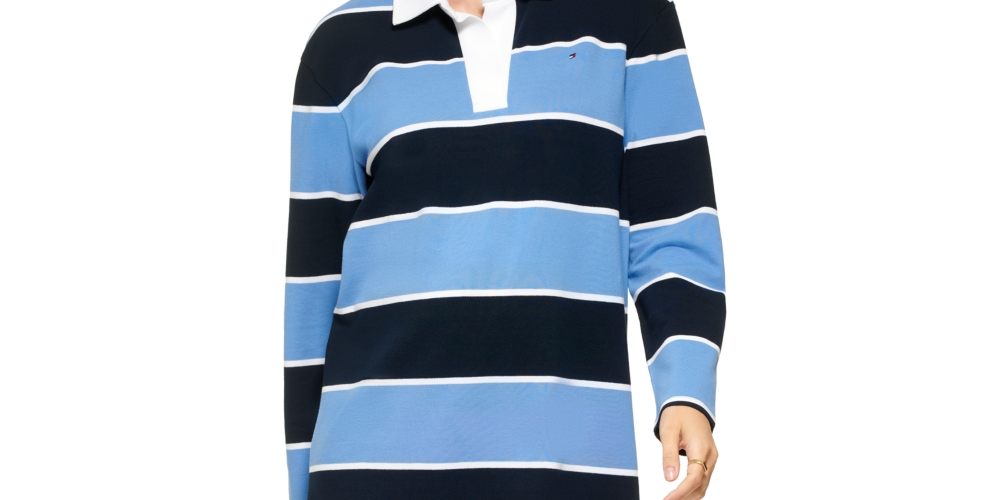 Vestido Tommy Hilfiger Feminino com Gola Rugby Azul Tamanho Grande