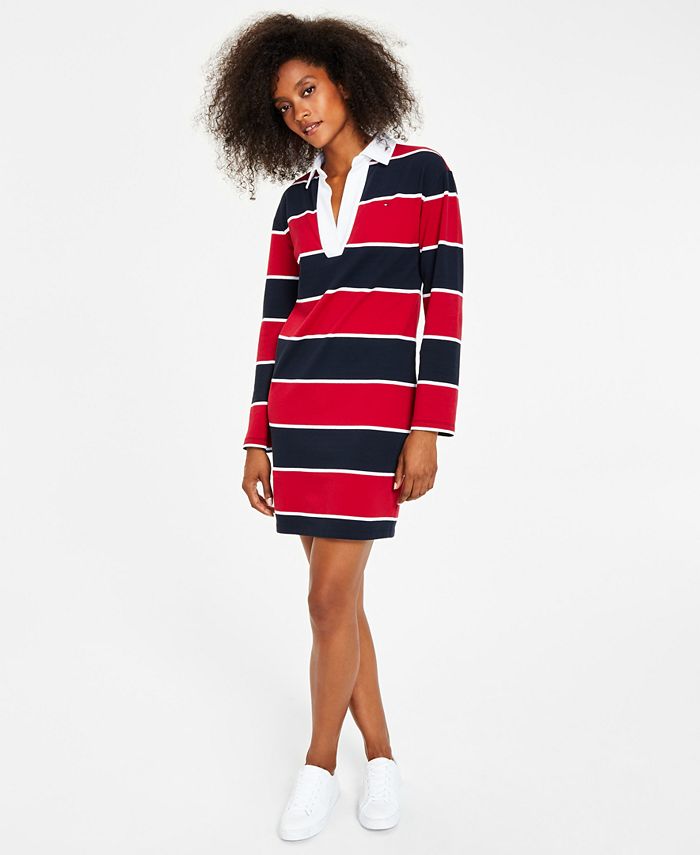 Vestido Tommy Hilfiger Feminino com Gola Rugby Azul Tamanho Grande