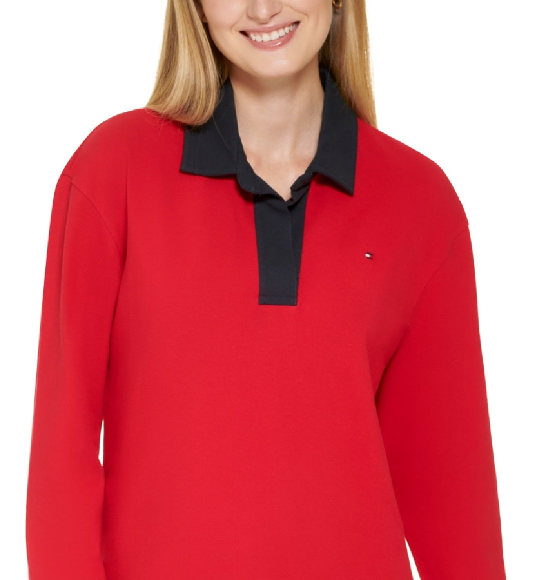 Vestido Tommy Hilfiger Feminino Johnny Collar Rugby Vermelho Tamanho Grande