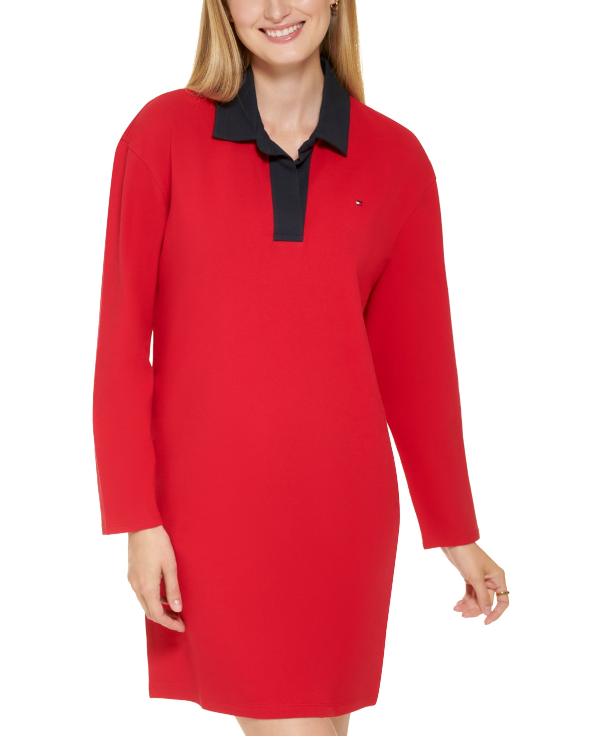Vestido Tommy Hilfiger Feminino Johnny Collar Rugby Vermelho Tamanho Grande