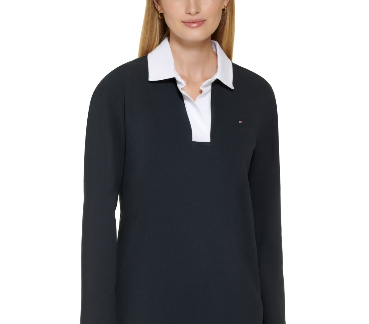 Vestido Tommy Hilfiger Feminino Johnny Collar Rugby Azul Tamanho P