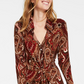 Vestido-camisa feminino Tommy Hilfiger em jersey fosco com estampa paisley, preto, tamanho 12