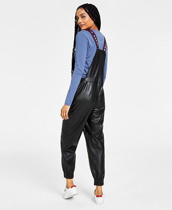 Macacão Tommy Jeans Feminino em Couro Sintético Preto Tamanho 29