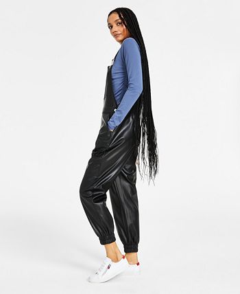 Macacão Tommy Jeans Feminino em Couro Sintético Preto Tamanho 29