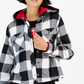 Tommy Jeans Jaqueta Feminina Xadrez com Forro de Lã e Capuz, Branca, Tamanho X-G
