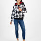 Tommy Jeans Jaqueta Feminina Xadrez com Forro de Lã e Capuz, Branca, Tamanho P