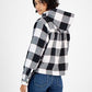 Tommy Jeans Jaqueta Feminina Xadrez com Forro de Lã e Capuz, Branca, Tamanho P