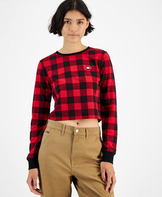 Tommy Jeans Feminino Buffalo Xadrez French Terry Moletom Vermelho Tamanho Médio