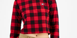 Tommy Jeans Feminino Buffalo Xadrez French Terry Moletom Vermelho Tamanho Médio