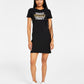 Vestido Tommy Jeans Feminino com Estampa de Folha, Preto, Tamanho Grande