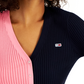 Tommy Jeans Feminino Gola V Pulôver Colorblock Suéter Preto Tamanho P