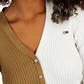 Tommy Jeans Feminino Gola V Pulôver Colorblock Suéter Bege Tamanho X-G