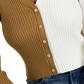 Tommy Jeans Feminino Gola V Pulôver Colorblock Suéter Marrom Tamanho Médio