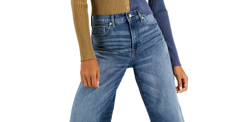 Tommy Jeans Feminino Gola V Pulôver Colorblock Suéter Marrom Tamanho Médio