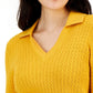 Tommy Hilfiger Suéter Feminino de Algodão com Gola Johnny em Tricô com Cabo Amarelo