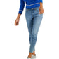 Tommy Hilfiger Suéter Feminino de Algodão Johnny Collar em Tricô com Cabo Azul