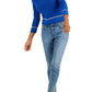 Tommy Hilfiger Suéter Feminino de Algodão com Gola Johnny em Tricô com Cabo Azul Tamanho XS