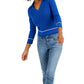 Tommy Hilfiger Suéter Feminino de Algodão com Gola Johnny em Tricô com Cabo Azul Tamanho XS