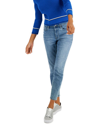 Tommy Hilfiger Suéter Feminino de Algodão com Gola Johnny em Tricô com Cabo Azul Tamanho XS